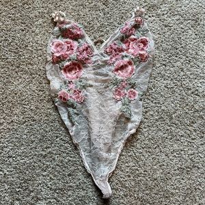 Floral Lace Thong Body Suit